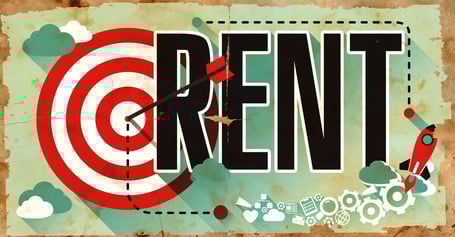 Rent on Old Poster in Flat Design.